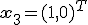{\bf{x}}_3  = (1,0)^T 